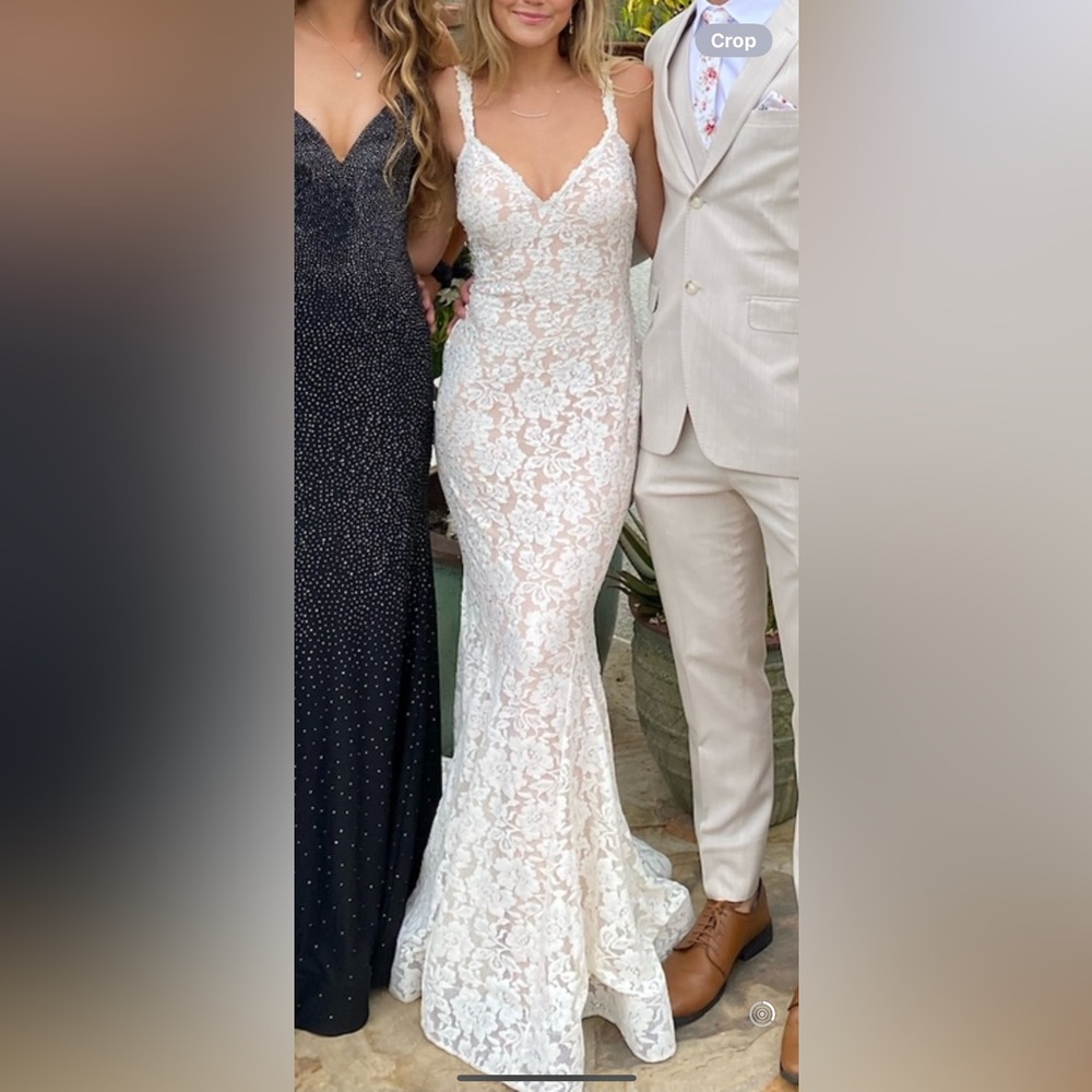 Jovani White Lace Dress with embellishment